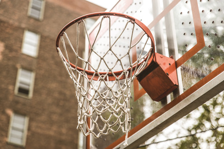 Basketball court in Manhattan with no peopleの写真素材
