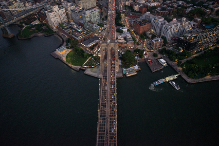 View of NY landmarks from helicopter tourの写真素材