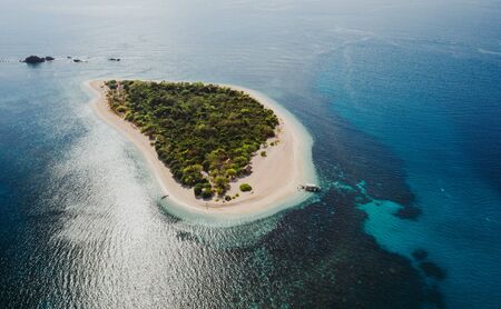 Pamalican island in the philippines, coron province. Aerial shot from drone about vacation,travel and tropical placesの写真素材
