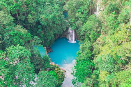 The azure Kawasan waterfall in cebu. The maining attraction on the island. Concept about nature and wanderlust travelingの写真素材