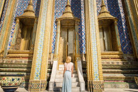 Beautiful women visiting Bangkok attractions and landmarks in Thailandの写真素材