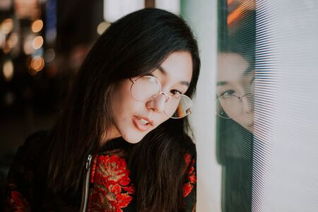 Beautiful asian japanese girl street portraits