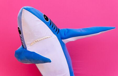Character shark has a message for humanity about stop shark fishing and finningの写真素材