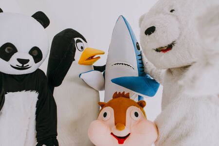 Group of mascots doing party. Concept about carnival, animals rights and lifestyleの写真素材