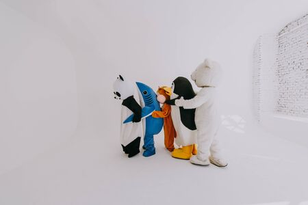 Group of mascots doing party. Concept about carnival, animals rights and lifestyleの写真素材