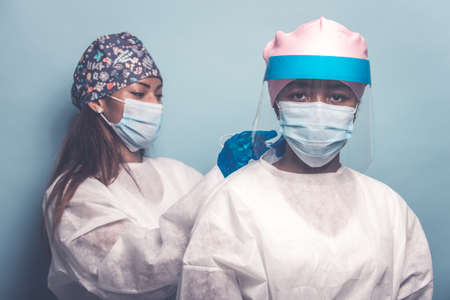 2020 heroes. Image with medical staff, nurses and doctors. Concept about health care and medicine