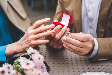 Beautiful senior couple dating outdoors - Mature couple portrait, concepts about elderly and...