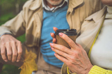 Senior couple celebrating their marriage anniversaryの写真素材