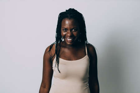Beautiful girl posing in studio for a body positivity photo session