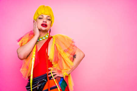 Transgender fighting for lgbtq community rights - Transsexual male portrait, conceptual support for...