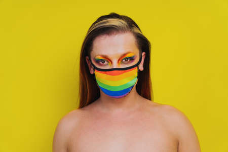 Transgender fighting for lgbtq community rights - Transsexual male portrait, conceptual support for...
