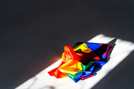 LGBT rainbow flag, conceptual support for gay people, lesbians, transgender and against homophobiaの写真素材