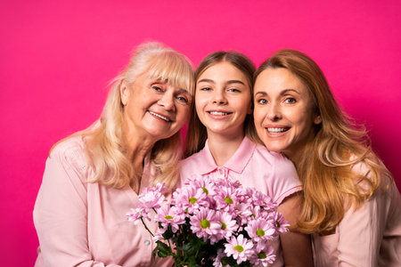 Grandmother, daughter and grandchild together at home, happy domestic life moments - Family having fun, concepts about elderly, mult-generation family and relationshipの写真素材