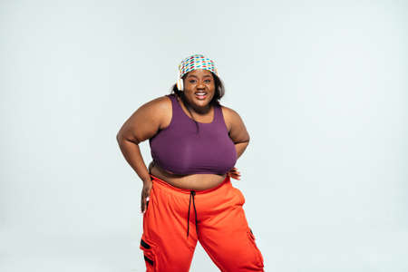 Young woman dancing and making functional training at the gymの写真素材