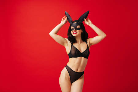 Sexy woman with sensual body doing erotic poses - Pretty girl in underwearの写真素材