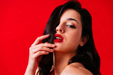 Sexy woman with sensual body doing erotic poses - Pretty girl in underwearの写真素材