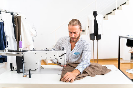 Clothing stylist creating a new design for a dress - Fashion designer working on a clothing brand in...