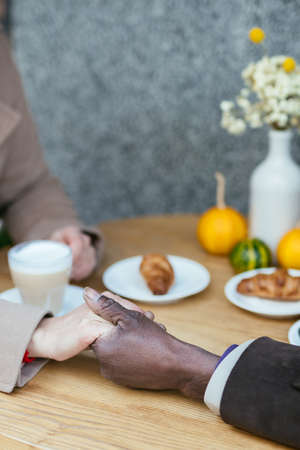 Storytelling image of a multiethnic senior couple in love