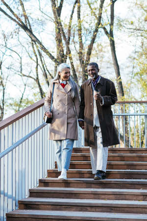 Storytelling image of a multiethnic senior couple in love
