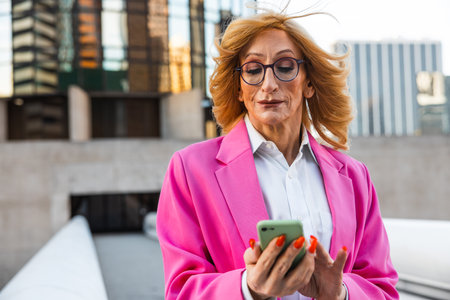 Transgender business woman lifestyle moments in downtown, Los Angeles. Lgbt woman going to work at the office. Representation of equality and working rights for the lgbtq+ community.の写真素材