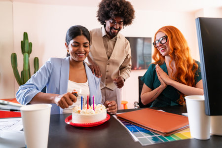 Multiethnic small group of businesspeople meeting in a coworking corporate company office - Young coworkers colleagues working together in a creative startup tech company, concepts about business and daily office lifestyleの写真素材