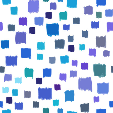 Seamless pattern with small  hand painted squares blue color  abstract .のイラスト素材