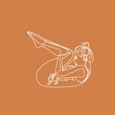 Yoga line vector illustration. Yoga pose . Woman with lotus. Yoga symbol. Sport vectorのイラスト素材