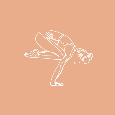 Yoga line vector illustration. Yoga pose . Woman with lotus. Yoga symbol. Sport vectorのイラスト素材
