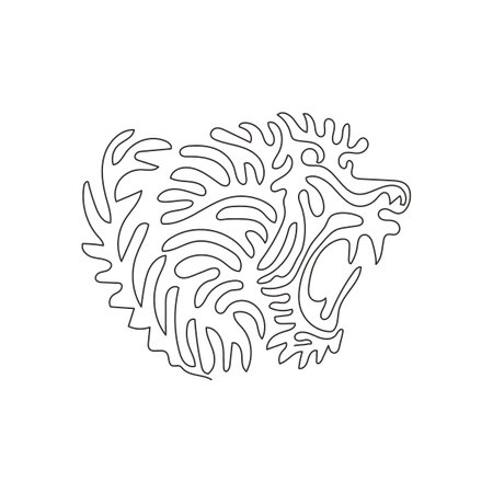 Single curly one line drawing of wild baboon abstract art. Continuous line draw graphic design vector illustration of wild animal for icon, symbol, company logo, poster wall decorのイラスト素材