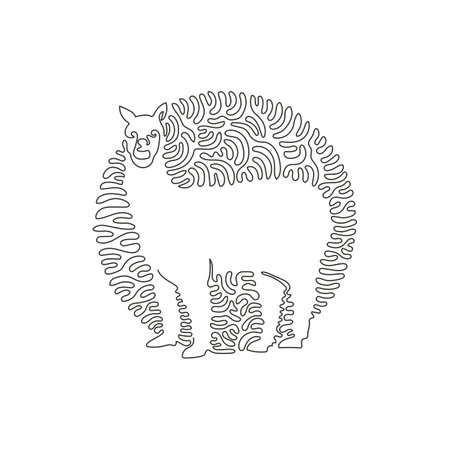 Continuous one curve line drawing of funny alpaca abstract art in circle. Single line editable stroke vector illustration of gentle, friendly mammal for logo, wall decor and poster print decorationのイラスト素材