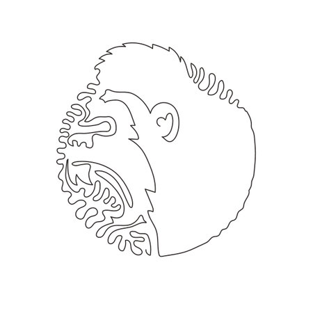 Continuous one curve line drawing  of genus of primates art. Continuous line draw graphic design vector illustration the largest of the apes animal for icon, symbol, company logo and poster wall decorのイラスト素材