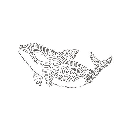 Single one line drawing of orca as the most powerful in the ocean abstract art. Continuous line draw graphic design vector illustration of savage predators animal for icon, symbol, poster wall decorのイラスト素材