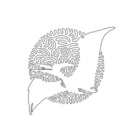 Single swirl continuous line drawing of winged reptile abstract art. Continuous line draw graphic design vector illustration style of broad winged pterosaurs for icon, sign, logo, modern wall decorのイラスト素材