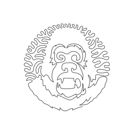 Continuous curve one line drawing  of genus of primates art. Continuous line draw graphic design vector illustration the largest of the apes animal for icon, symbol, company logo and poster wall decorのイラスト素材