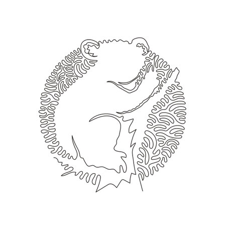 Single swirl continuous line drawing of cute koala abstract art. Continuous line draw graphic design vector illustration style of friendly domestic animal for icon, sign, minimalism modern wall decのイラスト素材