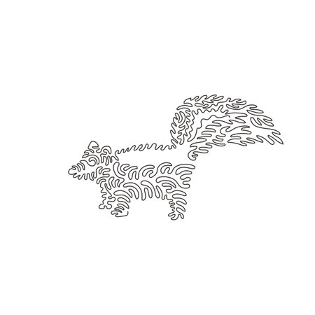 Single one line drawing of cute skunk abstract art. Continuous line draw graphic design vector illustration of black and white adorable mammal for icon, symbol, company logo, poster wall decorのイラスト素材