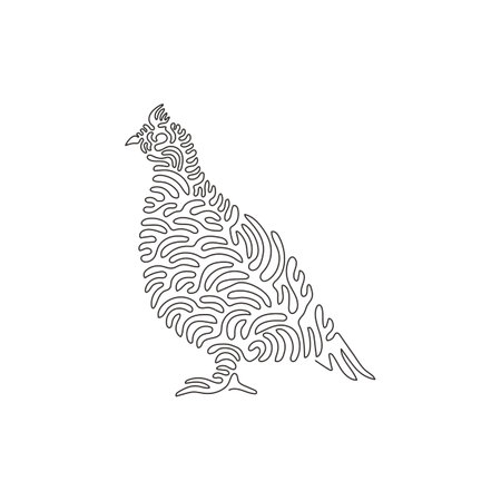 Single one line drawing of stocky birds abstract art. Continuous line draw graphic design vector illustration of beautiful grouse for icon, symbol, company logo, sign, poster wall decorのイラスト素材