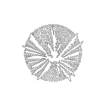 Single curly one line drawing of exotic lionfish abstract art. Continuous line draw graphic design vector illustration of adorable lionfish for icon, symbol, company logo, sign, poster wall decorのイラスト素材