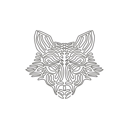 Single curly one line drawing of cute fox abstract art. Continuous line draw graphic design vector illustration of friendly domestic animal for icon, symbol, company logo, poster wall decorのイラスト素材
