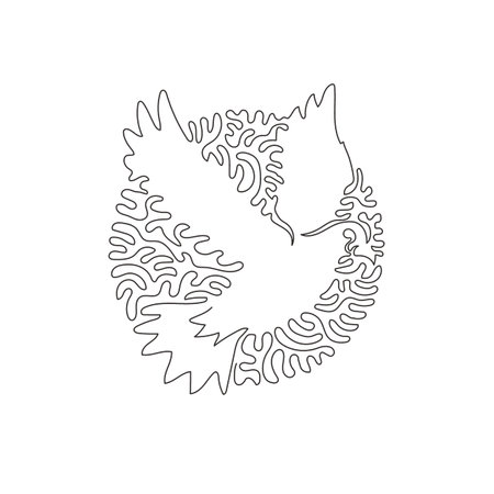 Single swirl continuous line drawing of cute dove abstract art. Continuous line draw graphic design vector illustration style of friendly domestic animal for icon, sign, minimalism modern wall decorのイラスト素材