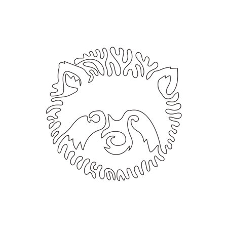 Single curly one line drawing of nocturnal mammals abstract art. Continuous line draw graphic design vector illustration of pointed muzzle animal for icon, symbol, company logo, poster wall decorのイラスト素材