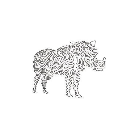 Continuous curve one line drawing of warthongs scary face curve abstract art. Single line editable stroke vector illustration of warthog large headed  for logo, wall decor and poster print decorationのイラスト素材