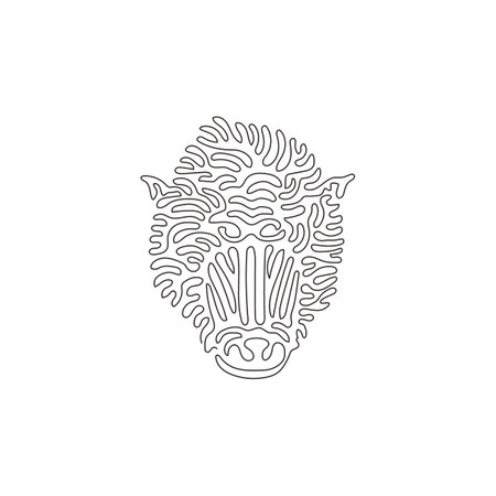 Single one line drawing of creepy mammals abstract art. Continuous line draw graphic design vector illustration of mandrill has a large body for icon, symbol, company logo, sign, poster wall decorのイラスト素材
