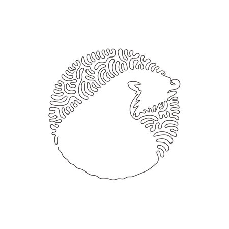 Single curly one line drawing of cute otter abstract art. Continuous line draw graphic design vector illustration of otters have long, slim bodies for icon, symbol, company logo, poster wall decorのイラスト素材