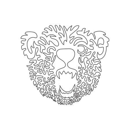 Single one line drawing of ferocious bear abstract art. Continuous line draw graphic design vector illustration of aggressive mammals for icon, symbol, company logo, poster wall decorのイラスト素材