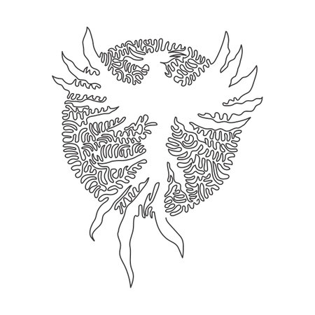 Continuous one curve line drawing of huge mysterious bird abstract art. Single line editable stroke vector, illustration of phoenix have a beautiful crest on its head for wall decor and poster printのイラスト素材