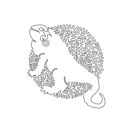 Single curly one line drawing of beautiful iguana abstract art. Continuous line draw graphic design vector illustration of wonderful pets for icon, symbol, company logo, poster wall decorのイラスト素材