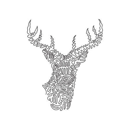Continuous curve one line drawing of beautiful antlers deer curve abstract art. Single line editable stroke vector illustration of long antlers that fork  for logo, wall decor, poster print decorationのイラスト素材