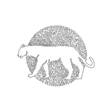 Single swirl continuous line drawing of a ferocious panther. Continuous line draw graphic design vector illustration style of panther for icon, signのイラスト素材