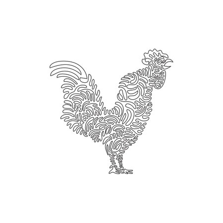 Single one line drawing abstract art. Adorable standing rooster. Continuous line draw graphic design vector illustration of spurs on the rooster for icon, symbol, company logo, poster wall decorのイラスト素材
